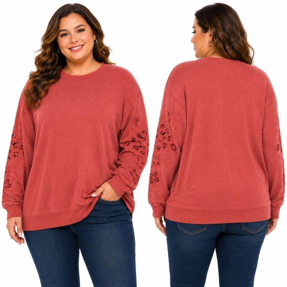Maurices Floral Embroidered Sweatshirt 0X